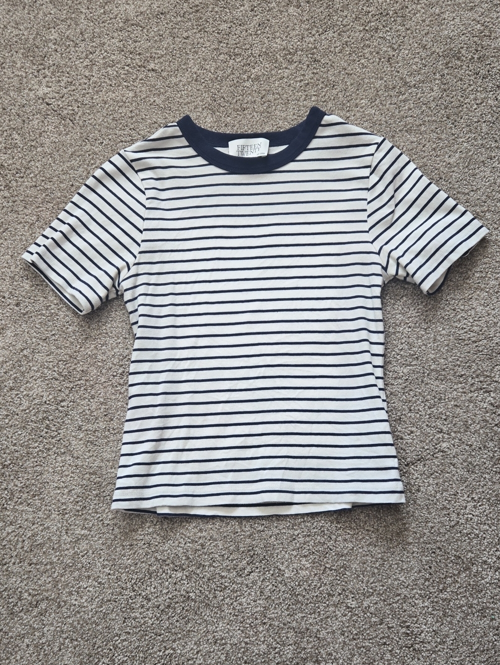 Fifteen Twenty Navy & White Striped Crew Neck Tee